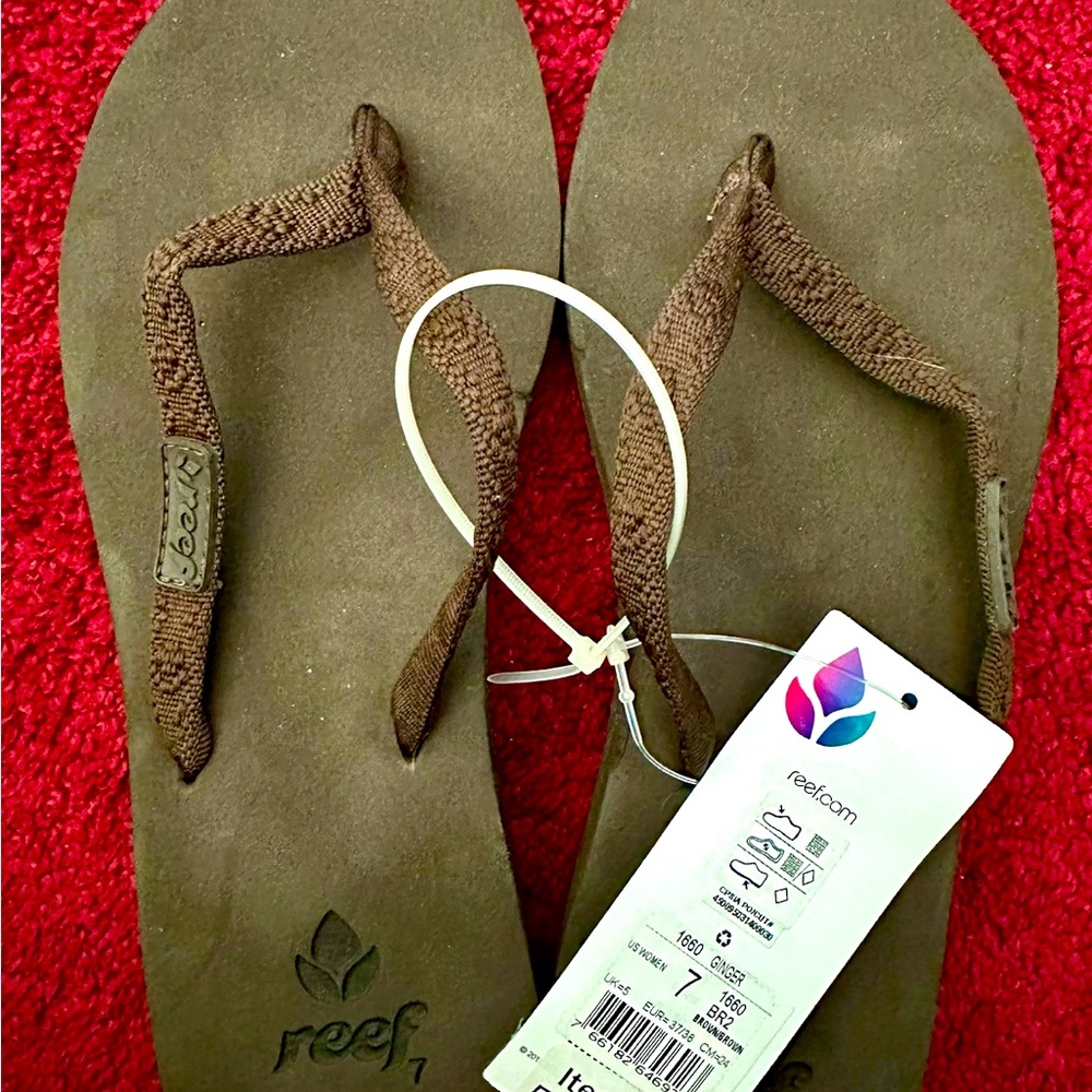 Reef Women's Ginger Slip Strap Flip Flop Sandals Black Size US:7 Brown
